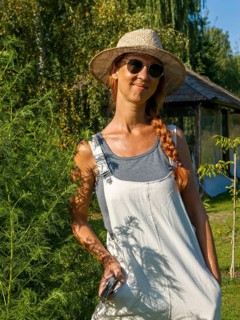 Woman in herb bed