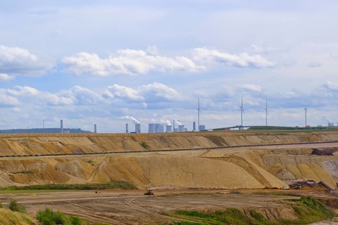 Lignite-fired power plant on the edge of the Garzweiler open-cast lignite mine