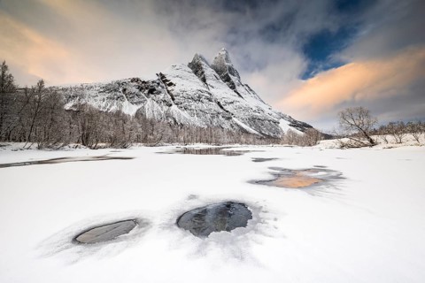 Winter landscape in front of Mount Otertinden