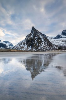 Mount Hatten reflected on the beach