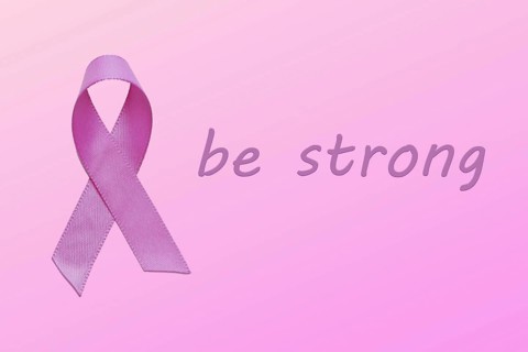 Be strong motivational inscription. National Breast Cancer Awareness Month concept
