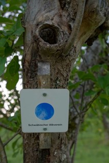 Hiking trail sign of the Swabian Albverein