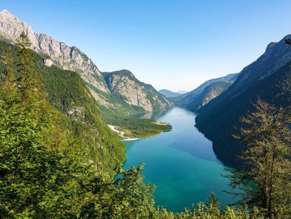 View of Koenigssee and Sankt Bartholomae