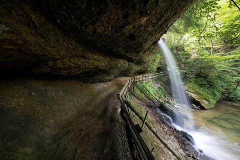Mountain stream with waterfall a sight in Scheidegg