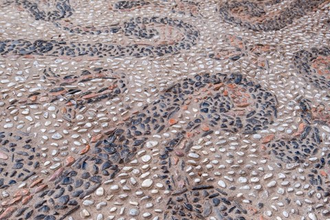 Colourful pebbles street paving