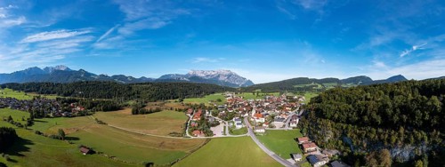 Village view of Adnet with Untersberg