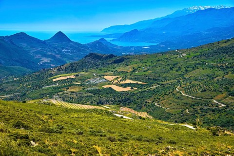 Summer day landscape of Crete island