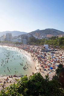 Ipanema beach with the mountains in the background