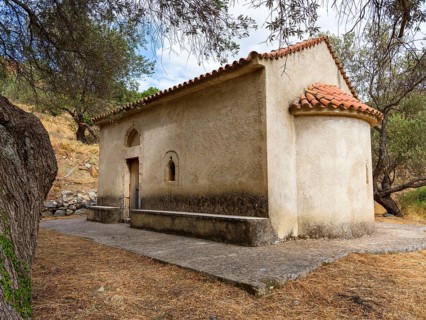 Chapel of Agios Ioannis among olive trees