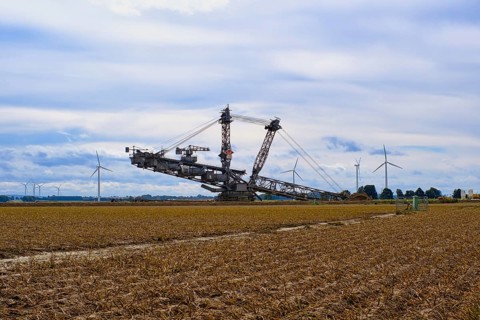 Large excavator on the edge of the Garzweiler opencast lignite mine