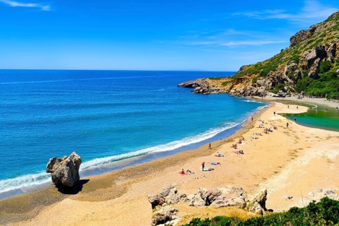 View of sandy beach of Preveli