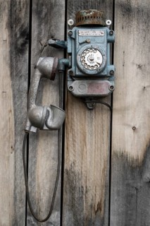 Old wall telephone from Russian miners' settlement Barentsburg