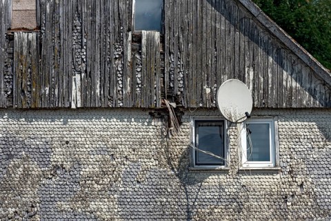 Dilapidated historic dwelling house