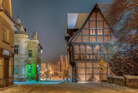 Historische Amtspforte Obernstrasse Winter Snow Stadthagen Germany