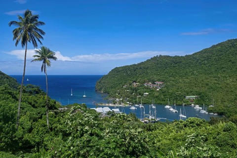 View over sailing boats