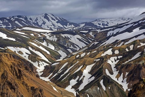 Rhyolite mountains at the Landmannalaugar valley in the Fjallabak Nature Reserve