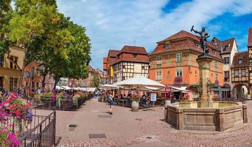 Schwendi Fountain in Little Venice of Colmar in Alsace