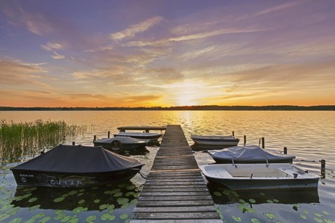 Jetty at sunset at Lake Ratzeburg