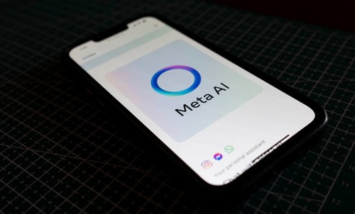 In this photo illustration a person browsing Meta AI