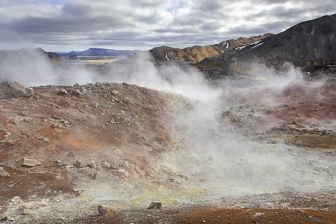 Steam from fumaroles