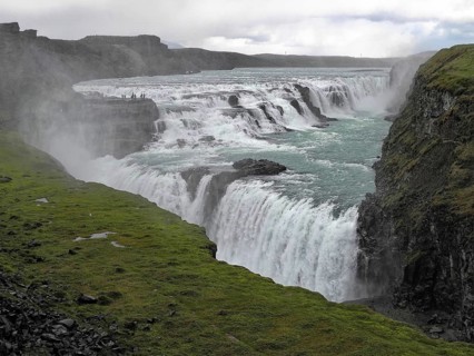 The Gullfoss Waterfall of the Hvita River in the Haukadalur Valley in the south of Iceland