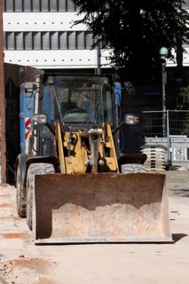 Excavator shovel on a construction site