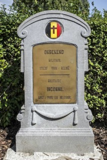 Grave of unknown First World War One soldier at the Belgian Military Cemetery at Keiem