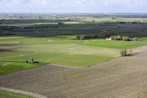 View over the fields and farmland around Diksmuide