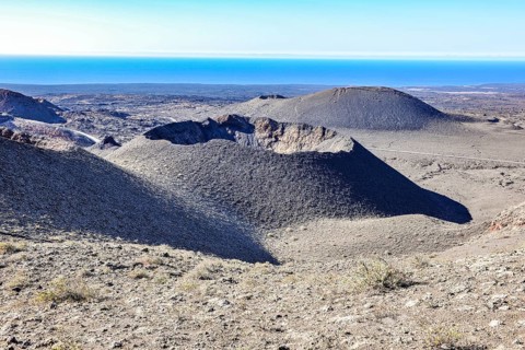 View of large crater of extinct volcano
