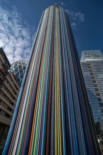 Colourful ventilation tower designed by artist Raymond Moretti