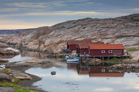 Wooden fishing huts in Ramsvik