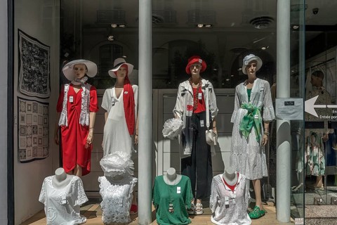 Summer dressed mannequins of a fashion shop