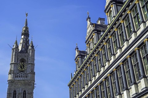 Belfry and the 17th century Ghent town hall