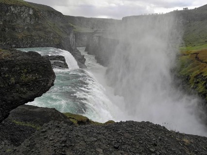 The Gullfoss Waterfall of the Hvita River in the Haukadalur Valley in the south of Iceland