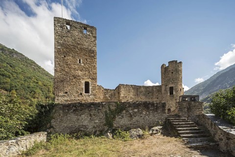 Ruins of the Chateau Sainte-Marie castle near Esterre and Luz-Saint-Sauveur