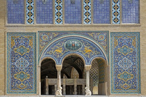 Beautiful mosaics on exterior facade of the Golestan Palace