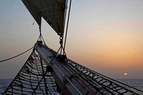 Safety netting under bowsprit of the Oosterschelde