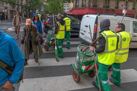 Morning city cleaners on the streets