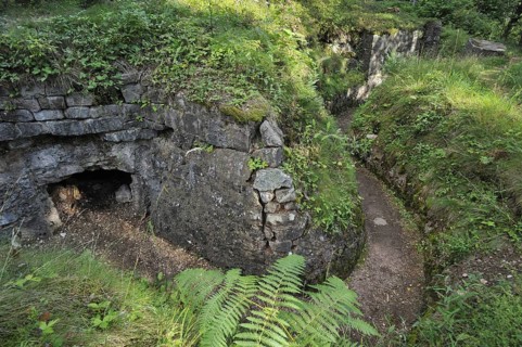 German trenches at the First World War battlefield Le Linge at Orbey