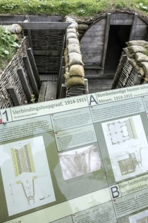 Information panel at reconstruction of German First World War One trench at the Memorial Museum Passchendaele 1917