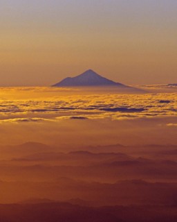 Aerial distant view of Mount Taranaki North Island New Zealand