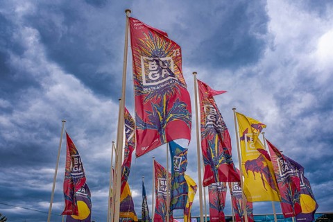 Buga flags at the Federal Horticultural Show