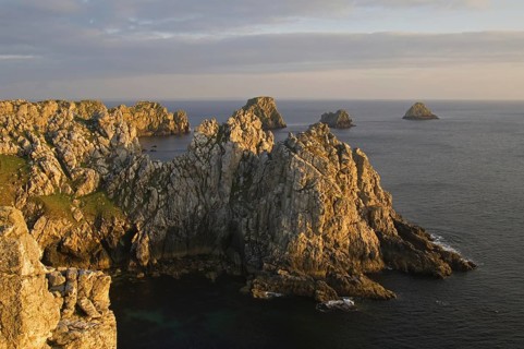 Sea cliffs at sunset at the Pointe de Pen-Hir