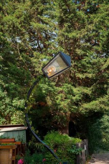 Curved lantern with one energy-saving lamp