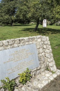 French Garde Imperiale memorial plaque in orchard of Le Caillou