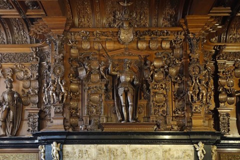 16th century Emperor Charles mantelpiece in Alderman's chamber at Brugse Vrije