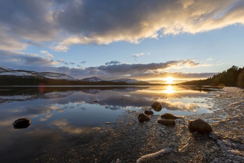 Loch Morlich at sunset in winter