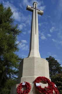 British Cross of Sacrifice at the St Symphorien Commonwealth War Graves Commission cemetery at Saint-Symphorien near Mons