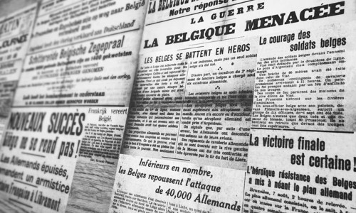 WWI newspaper articles in French of Belgian papers reporting news about the First World War One front in Belgium