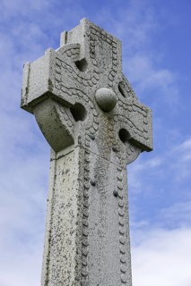 Detail of Celtic cross on Flora MacDonald's monument on the Kilmuir Cemetery
